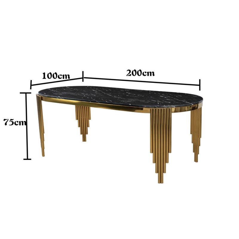 New Style Nordic Design Home Dining Room Furniture Luxury Gold and Black Marble Top Dining Table
