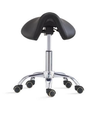 Adjustable Height Hydraulic Rolling Saddle Stool with Wheels