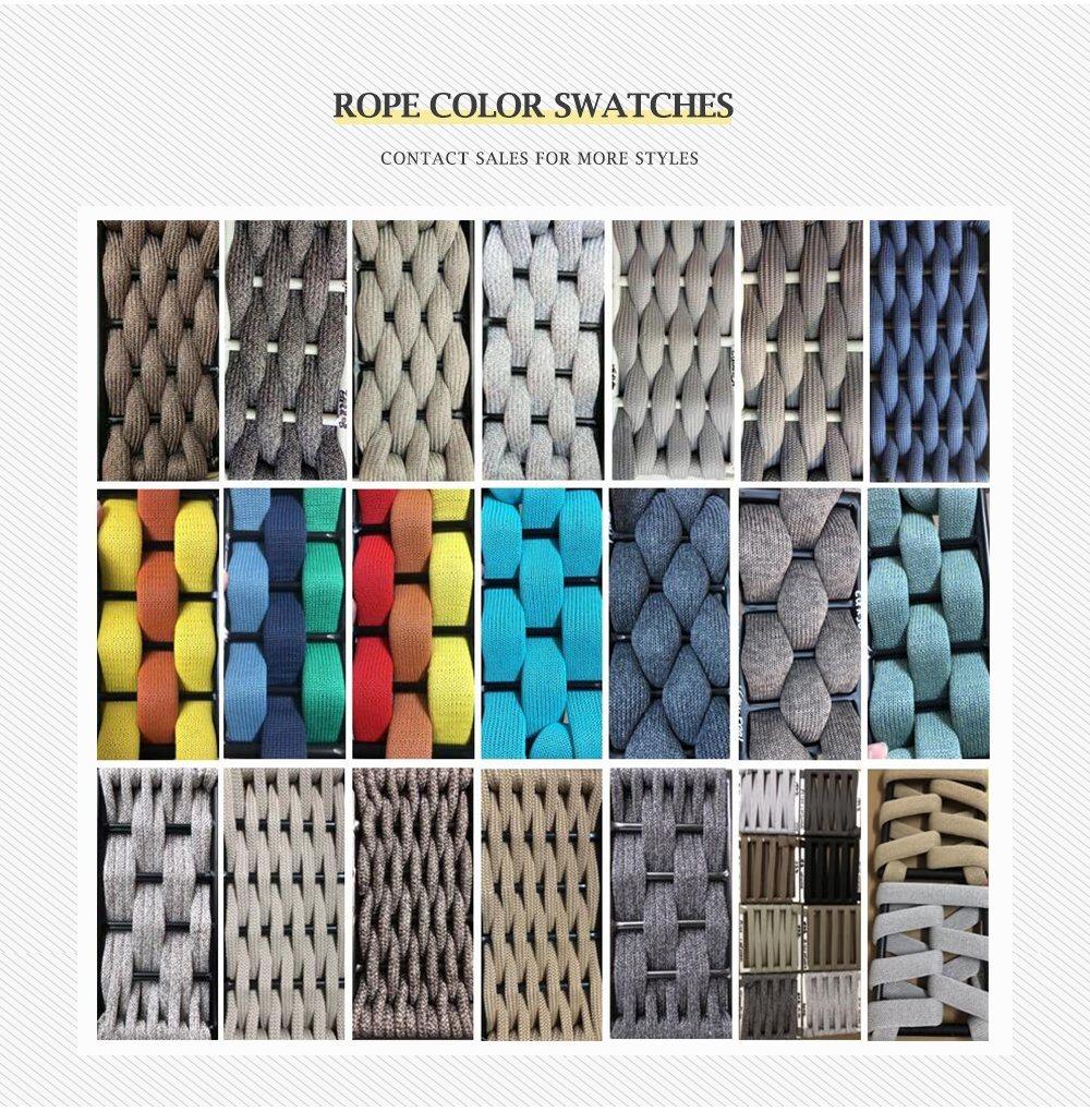 Leisure Customized Wholesale Garden Hotel Home Resort Villa Project Patio Outdoor UV Resistance Modern Aluminum Woven Polyester Rope Belt Balcony Chair Set