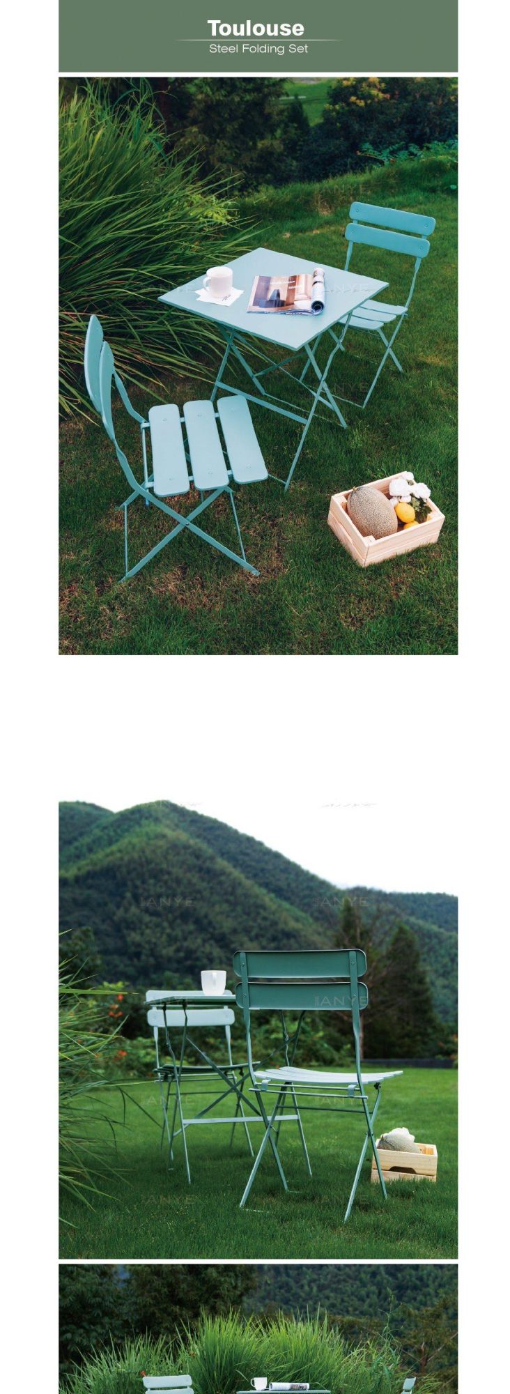 Modern Outdoor Furniture Portable Folding Dining Table and Chair for Backyard Decorative