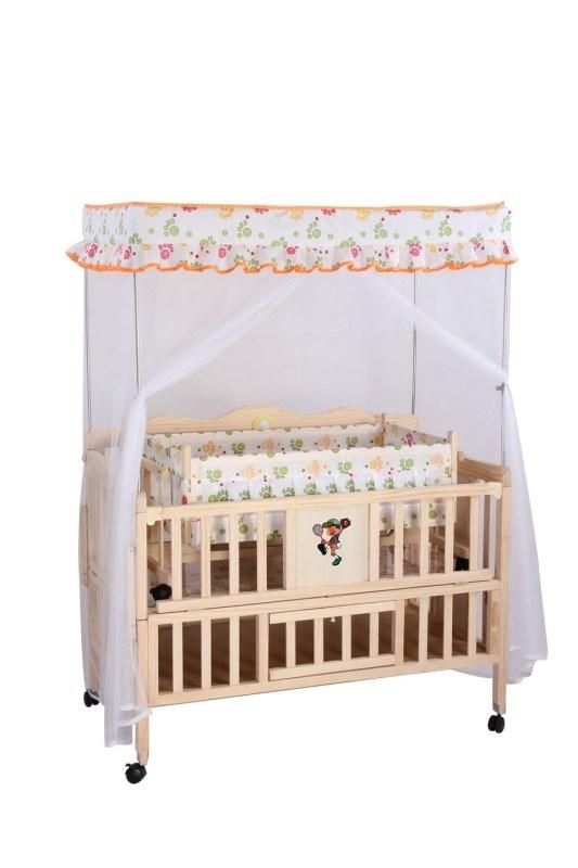 European Style Luxury Wooden Baby Crib, Royal Golden Hand Carving New Born Baby Cot with Multifunction