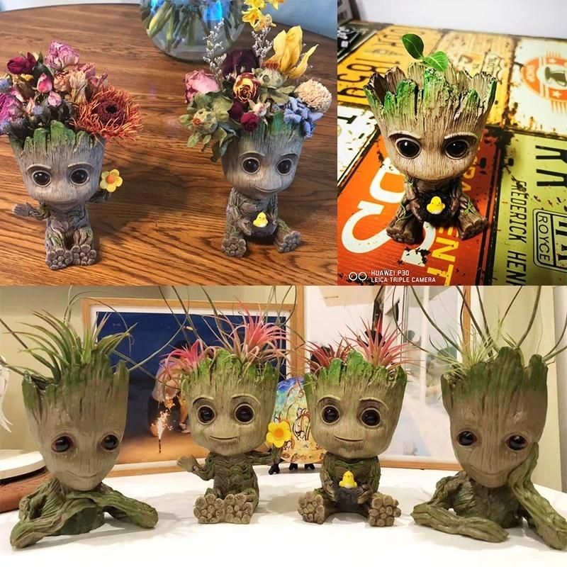 Cute Cartoon Character Creative Flower Pot Baby Groot Living Room Storage Box Home Decorations Kids Pen Holder Flowerpot