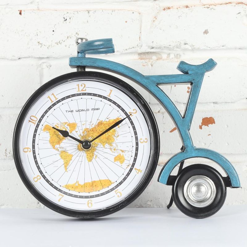 Bicycle Shape Iron Table Clock for Home Decoration, Unique Table Clock, Promotional Gift Desk Clock, Kids Table Clock, Bike Mantel Clock
