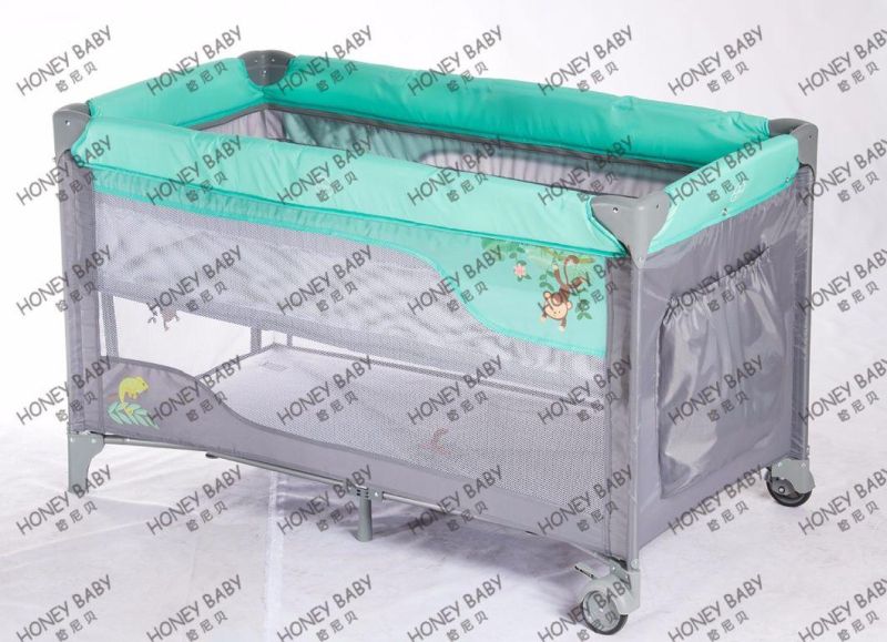 Baby Playpen with Wheels /Factory Hot Sale Baby Playpen with Brake Playpen /Second Layer by Zipper