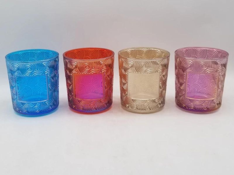 Glass Candle Holder with Various Irisation Color for Decoration