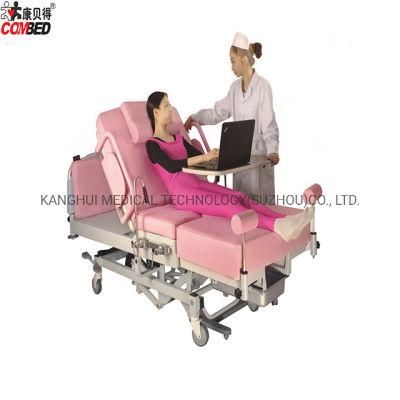 Four Wheels Foaming PU Colors Mattress Hospital Delivery Examination Bed with Break and Legrest