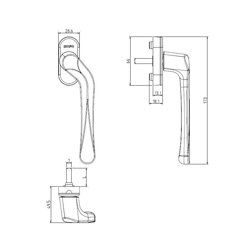 Anodized Silver Square Spindle Door Handle