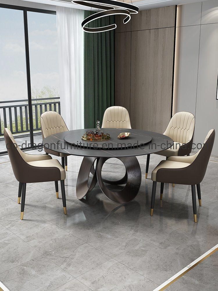 European Style Metal Legs Round Dining Table with Marble Top