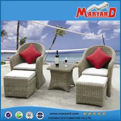 Outdoor Hotel Courtyard Garden Furniture Rattan Sofa and Round Rattan Dining Table and Chairs
