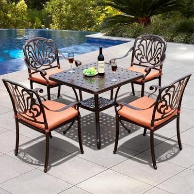 Outdoor Cast Aluminum Table and Chair Combination European Villa Garden Furniture Leisure Table Chair