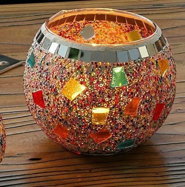 Retro Mosaic Decoration Spherical Glass Candle Holder for Home Decoration