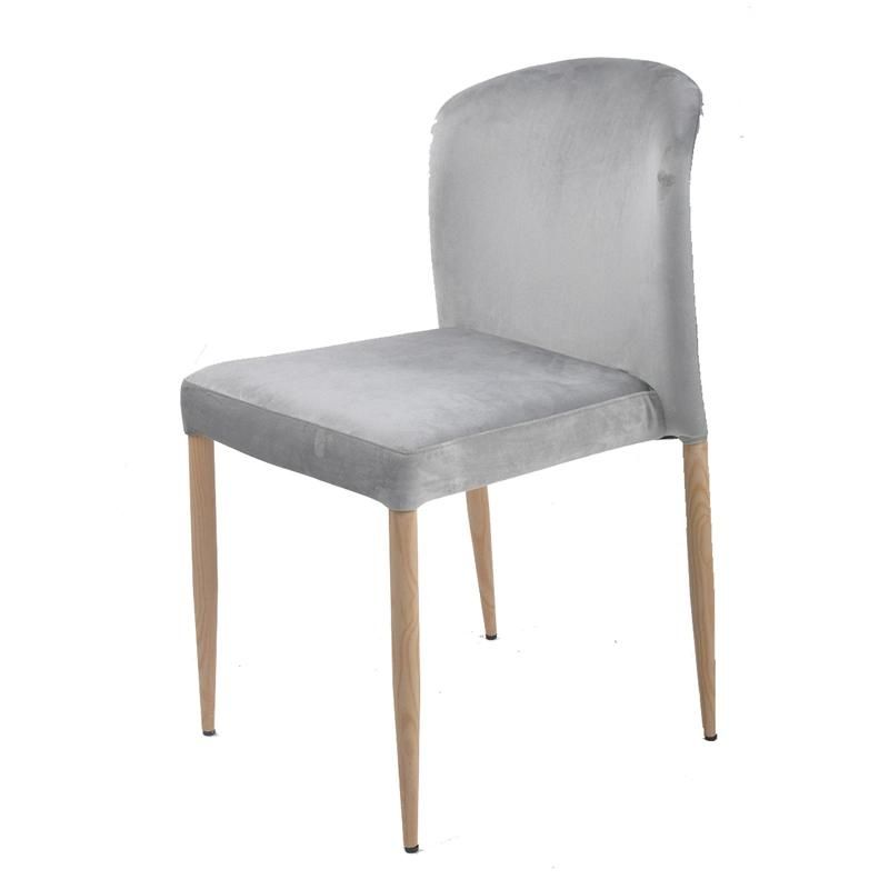 Modern European Dining Room Restaurant Upholstered Grey Banquet Velvet Dining Chairs