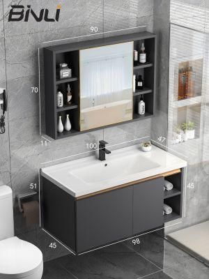 European Luxury Modern Stainless Steel Mirror Sink and Cabinet Combo Set Bathroom Vanity