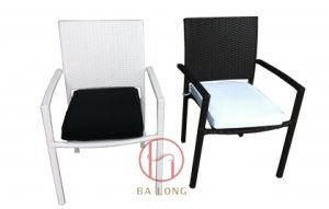 Poly Rattan Stacking Chair with Seat Cushion