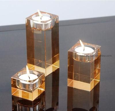 Wholesale Rectangle Crystal Glass Candleholder for Wedding Gift/Home Decoration/Religious Holiday