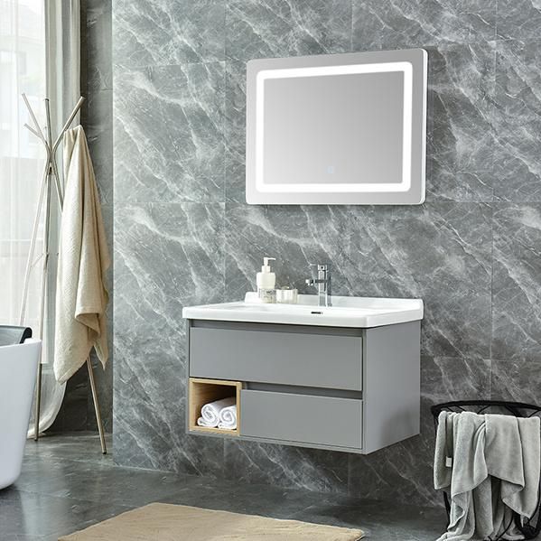 Sp-8444b-800 European Popular Selling Wooden Laminate Bathroom Cabinet with Painted PVC Soft Close Doors