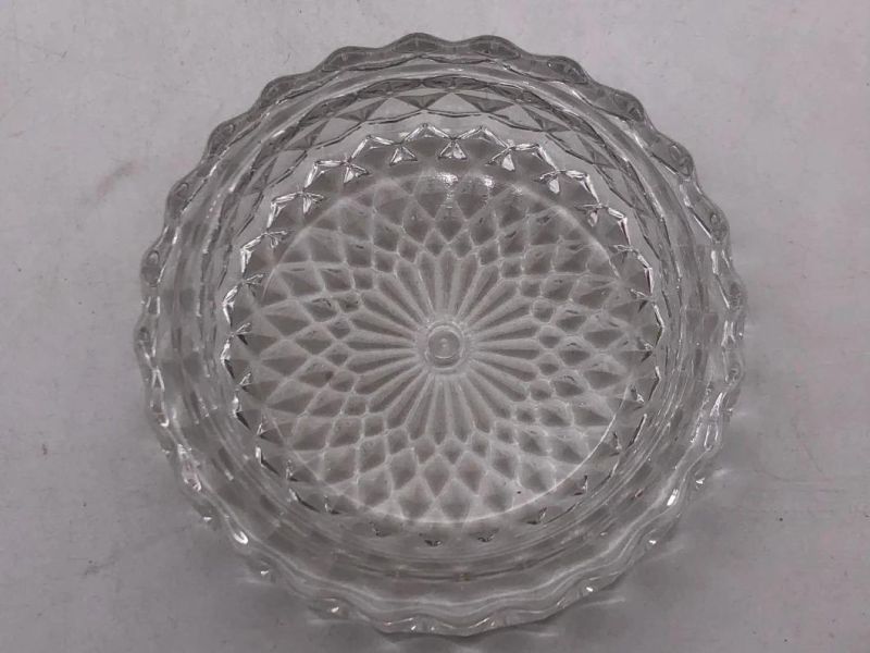 Elegant Clear Glass Candle Holder with Pattern and Glass Lid