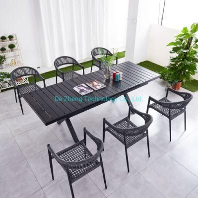 Affordable Outdoor Restaurant Furniture Extendable Table Plastic Wood Dining Table Set