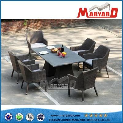 6PCS Rattan Outdoor Dining Table and Chairs Hotel Courtyard Chairs Garden Furniture