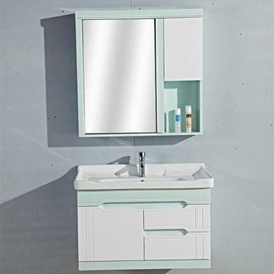 European Modern Style Plywood Ceramics Basin PVC Bathroom Cabinet