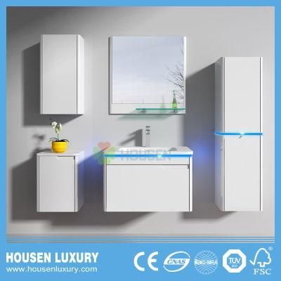 New Design LED Blue Light High Gloss Paint European Bathroom Cabinet HS-N1105-600
