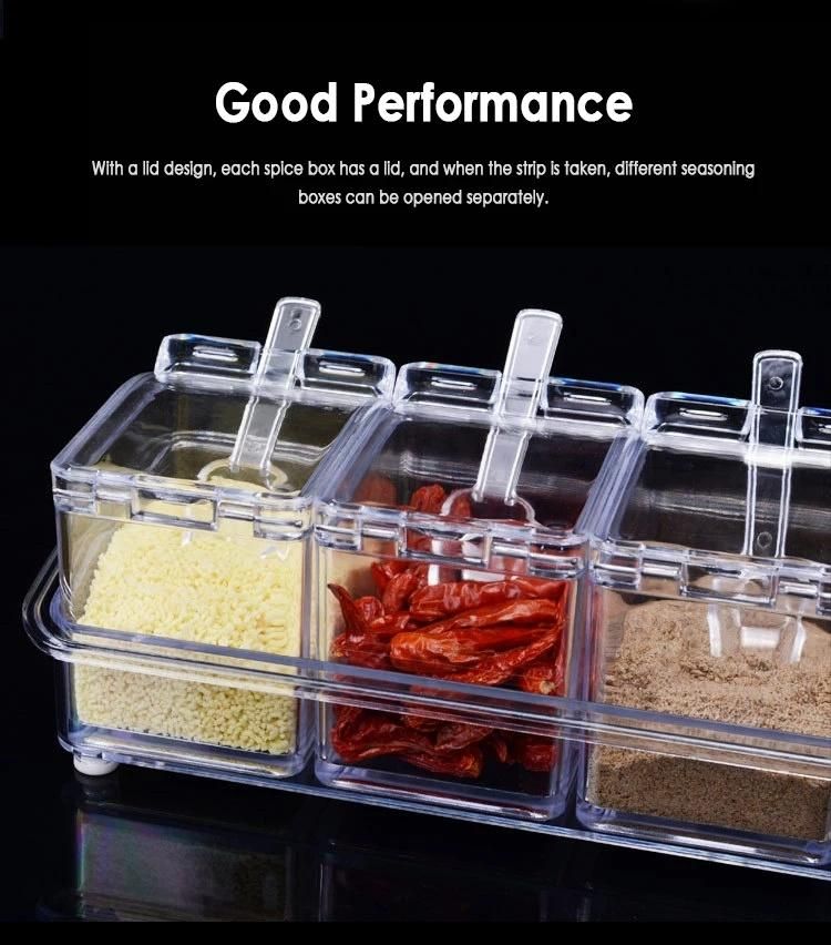 Muti-Function Transparent Seasoning Box Rack Spice Pots Storage Container Cruet Seasoning Jars Spice Pantry Kitchen Utensils