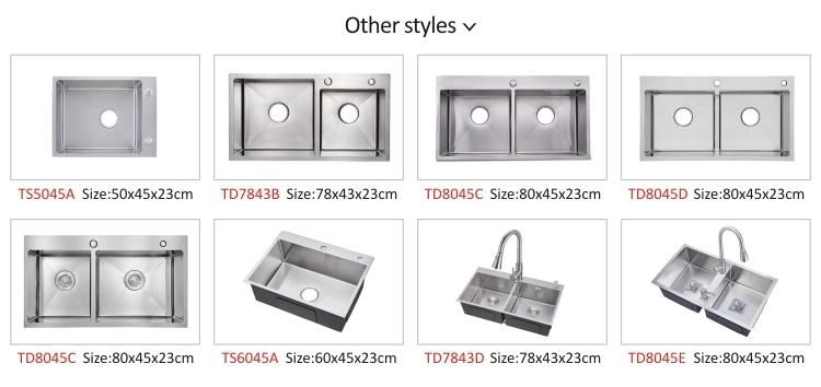 European Hot Sale Stainless Steel Double Bowl Stainless Steel Kitchen Sink with Drain Board