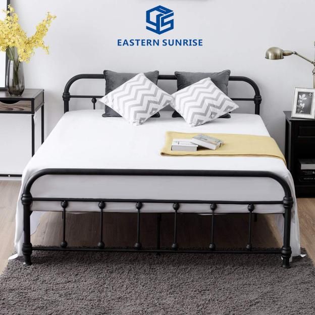 China Supplier Heavy Duty European Style Single Queen Metal Bed