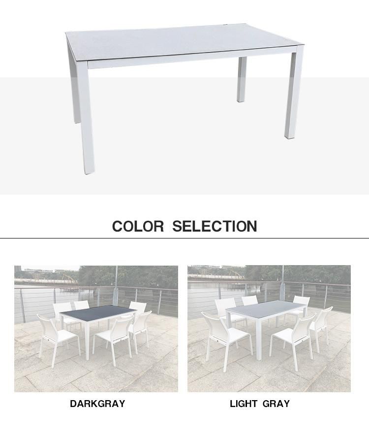 Metal European OEM Patio Table Rectangle Outdoor Dining Furniture Sets