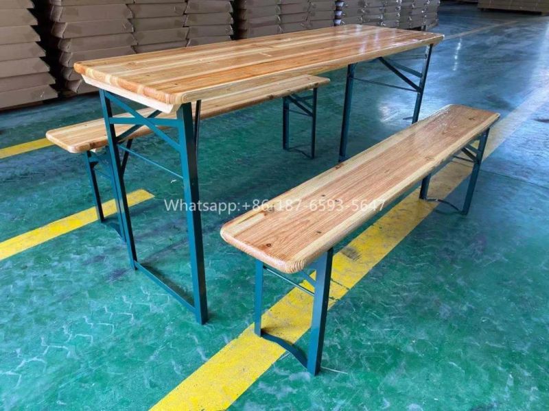3 Legs Outdoor Beer Garden Set of 1 Table and 2 Benches