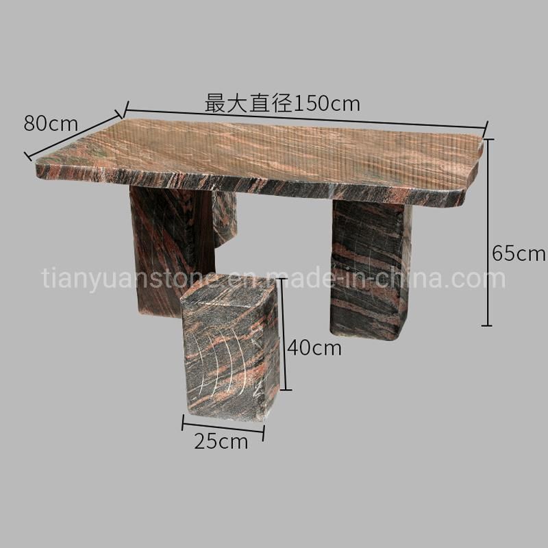 Green Granite Stone Outdoor Park Bench and Table