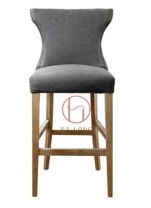 Oak Wood with Fabric Seat Bar Stool Chair