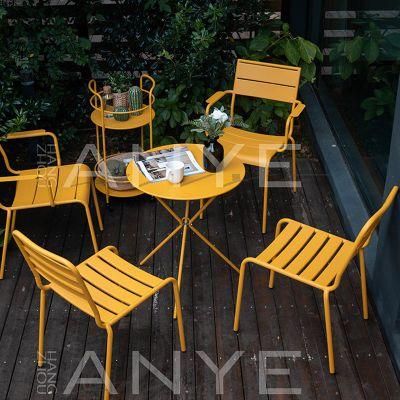 Gazebo Dining Furniture Metal Yellow Stackable Side Chair Comfortable Leisure Dining Furniture