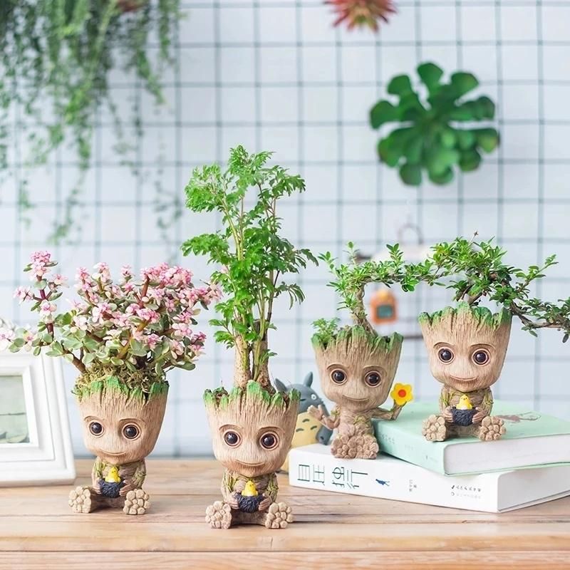 Cute Cartoon Character Creative Flower Pot Baby Groot Living Room Storage Box Home Decorations Kids Pen Holder Flowerpot