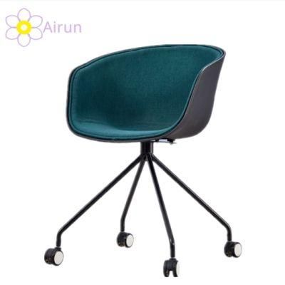 Scandinavian Minimalist Office Computer Staff Backrest Plastic Fabric Cover Rotating Chair with Pulley
