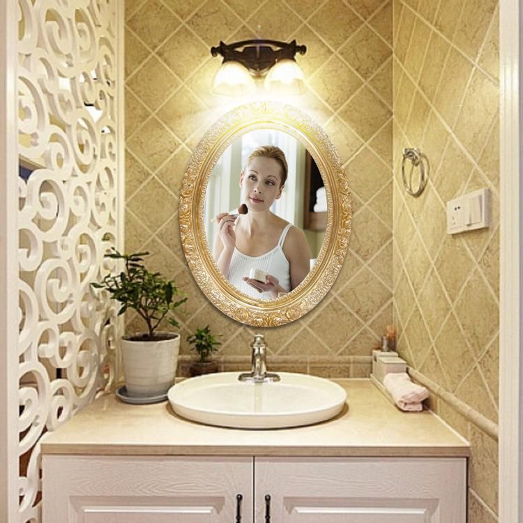 PU Frame European Style Carved Bathroom Mirror