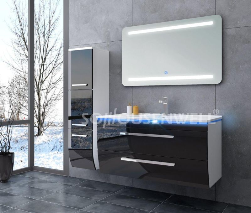 European Style Luxury Wooden Waterproof LED Option Bathroom Mirror Cabinet