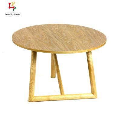 Modern Design Round Walnut Color Timber Small Side Coffee Table