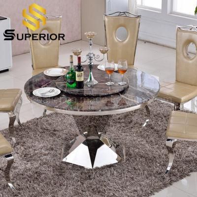 2020 New Furniture Stainless Steel Round Brown Stone Dining Table