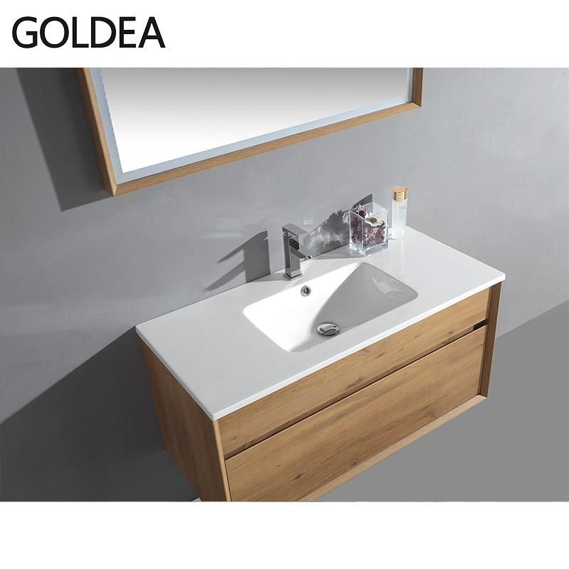 Hot Sale Goldea New Hangzhou Wooden Basin Bathroom Mirror Cabinet Vanity Furniture