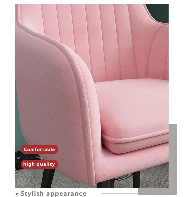 European Design Dining Room Furniture Ergonomic Pink Purple Velvet Steel Leg Dining Chair