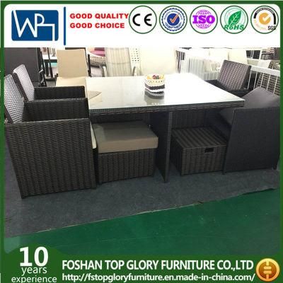 Rattan Garden Dining Table and Chair Space Saving Cube Dining Sets (TG-8061)