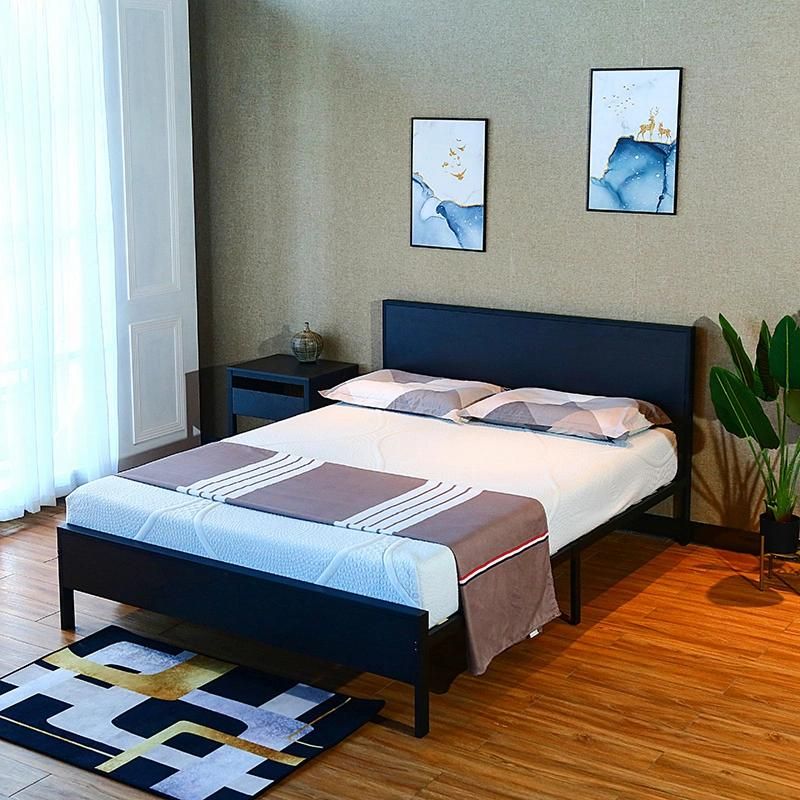 Custom Kd Metal Bed Frame Queen Size for Hotel Hostel Bedroom