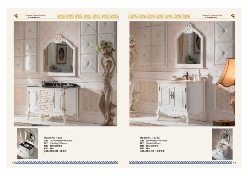 Modern Design Simple Style European Standard Furniture Relief Solid Wood Bathroom Cabinet