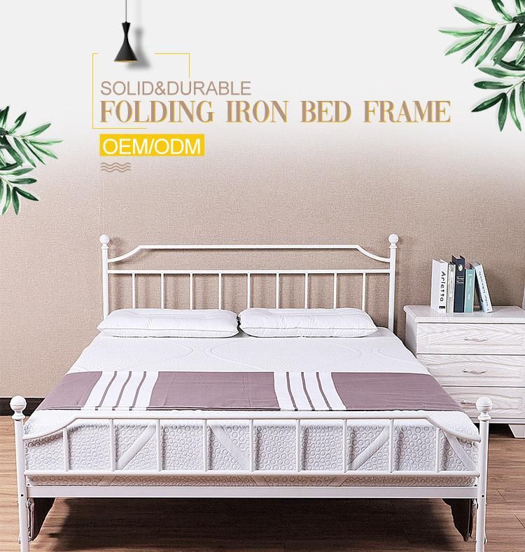 White Double Metal Bed Frame Beds with Strong Headboard and Footboard for Kids Adults Guest