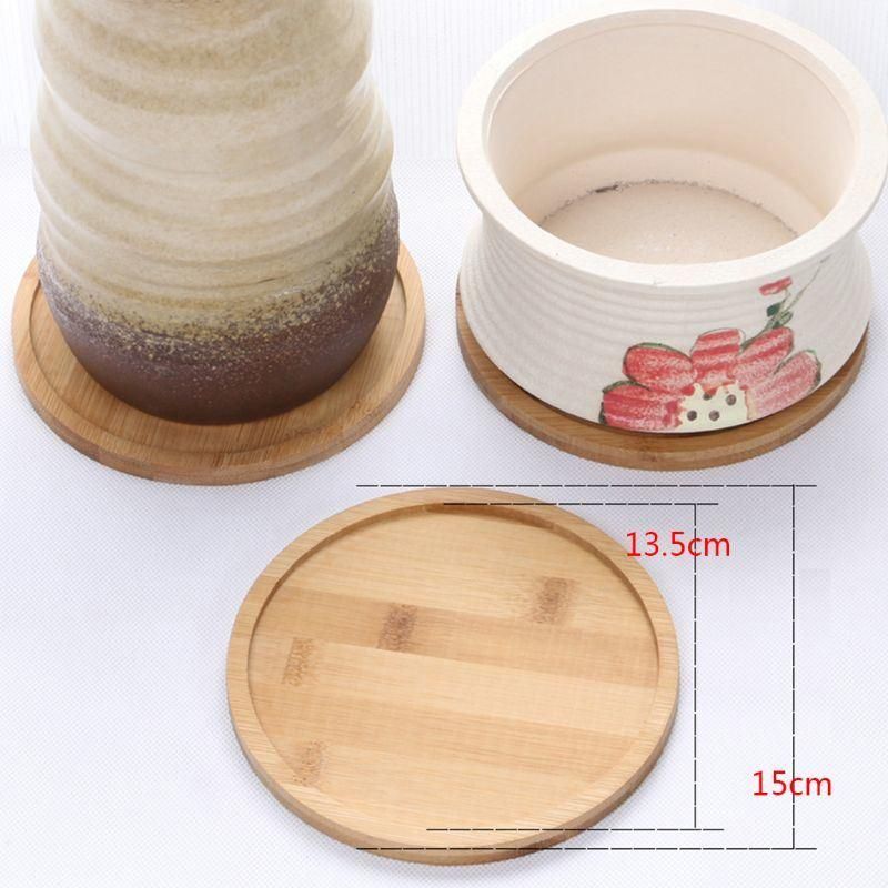 Bonsai Flower Pot Holder Fleshy Cushion Wooden Tray Planter Vase Mat Stand Home