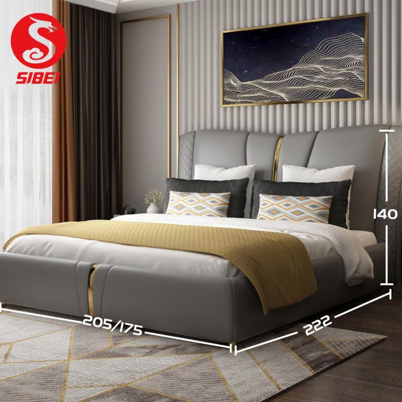 Royal Luxury European Solid Wooden Platform Bed Frame King Size Bedroom Furniture
