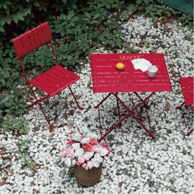 Commercial Coffee Shop Furniture Slats Design Space Saving Foldable Outdoor Chair