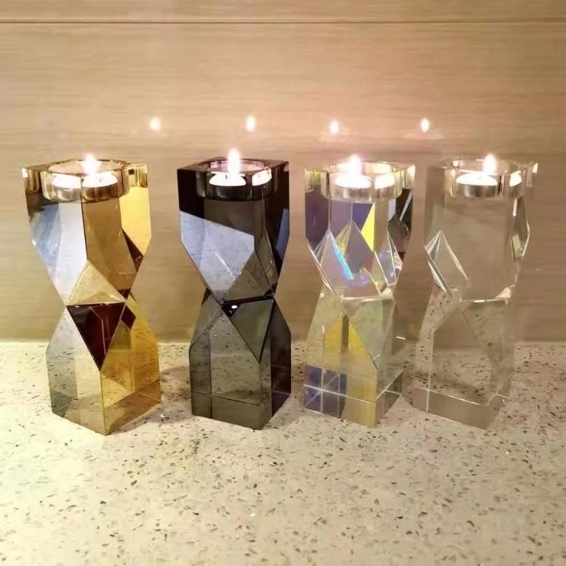 Cutom Photo 3D Engraved Crystal Glass Cube Tealight Christian Candle Holder