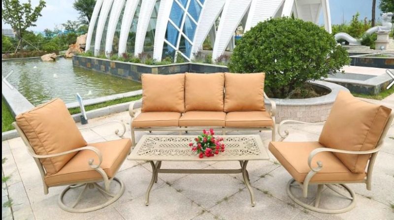 Luxury Aluminum Patio Dining Set Outdoor 6 Seats Cast Aluminium Garden Furniture